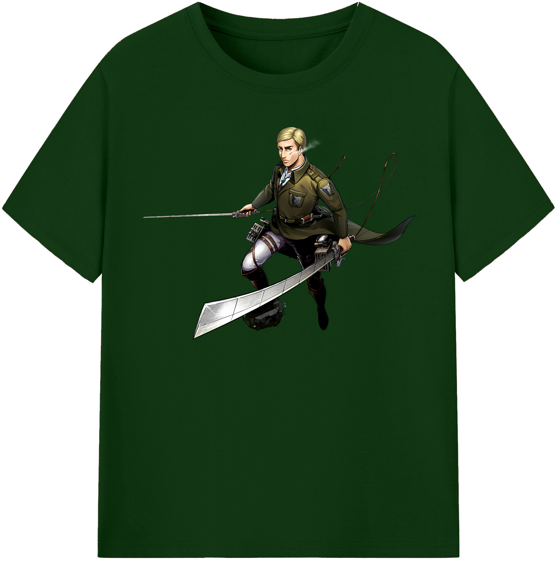 （画像用） 進撃の巨人 エルヴィン・スミス Attack on Titan Erwin Smith 綿100％半袖Tシャツ（フロントプリント）